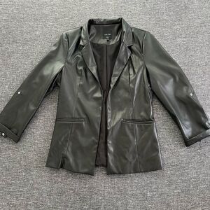 Love Tree Chic Black Faux Leather Blazer